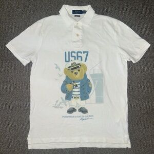 Rare Polo Ralph Lauren White Polo Bear Polo Shirt